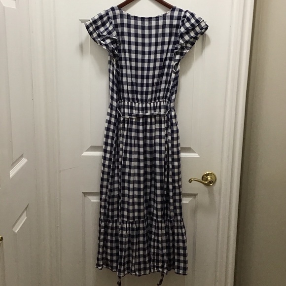Old Navy Checkered Navy and White Midi Dress - Picture 4 of 4